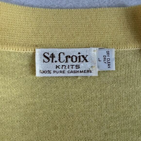 St. Croix Cardigan Men's Large Yellow 100% Pure Cashmere With Pockets - Picture 4 of 9